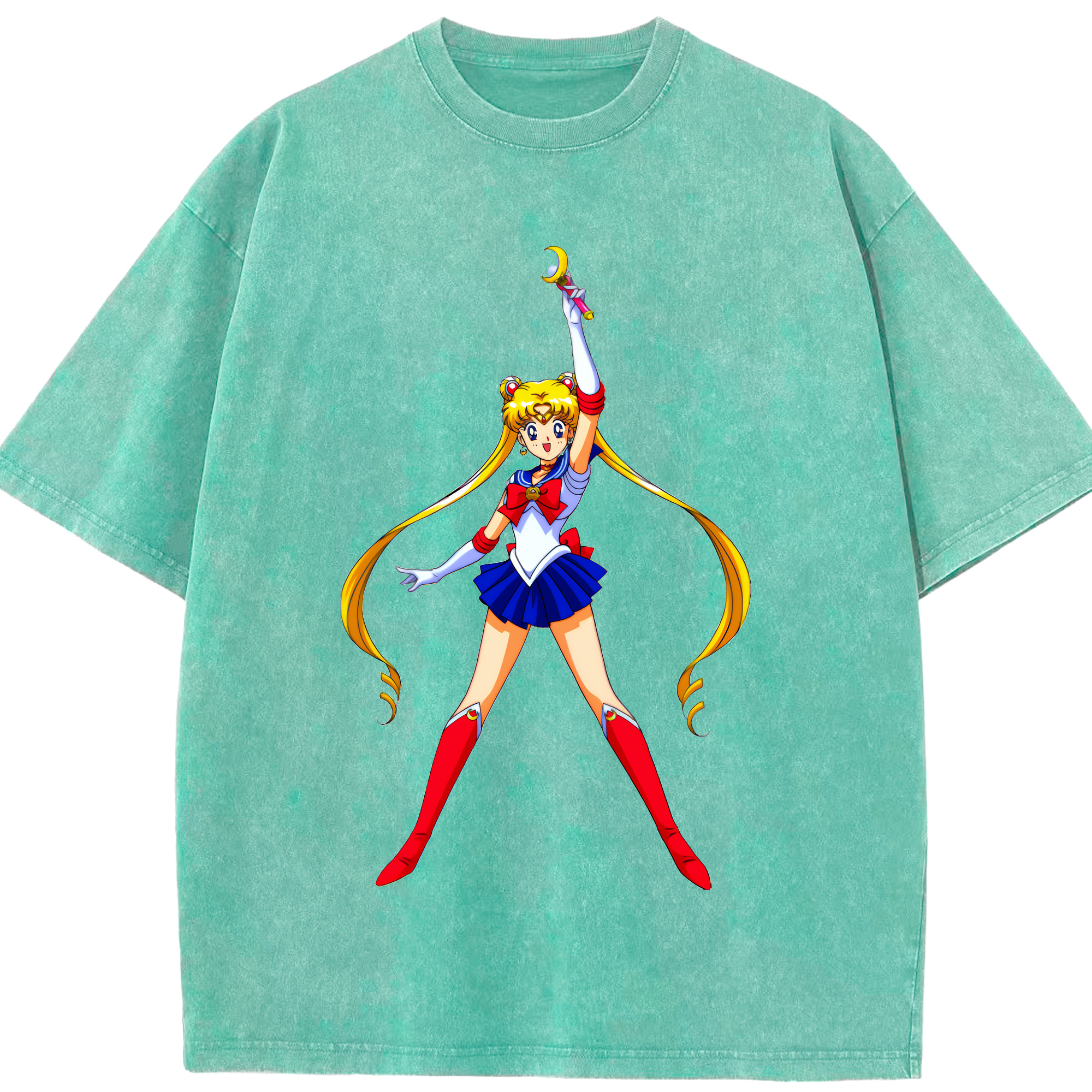 （画像用） 美少女戦士セーラームーン 月野 うさぎ つきの うさぎ Sailor Moon Tsukino Usagi 綿100% ヴィンテージ風 半袖Tシャツ（フロントプリント）